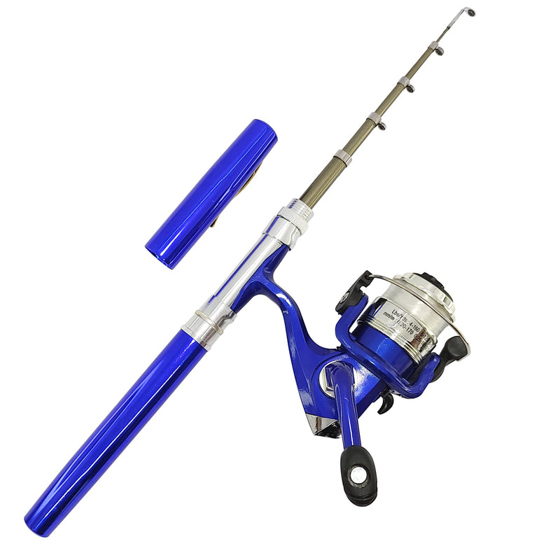 Portable Telescopic Pen Fishing Rod & Reel Combo - 38 Inch (Blue)